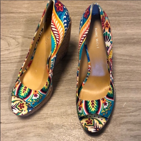 Nine West Wild Things Peep Toe Cork Wedges - NWOT! - Picture 6 of 8